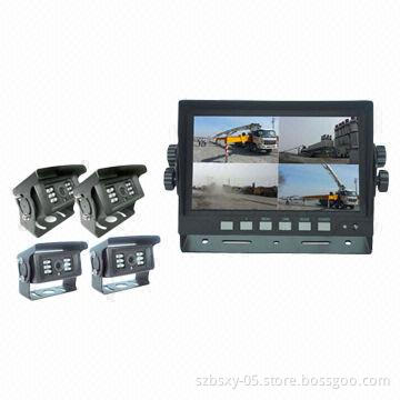 Super Wide Angle Cameras with High Resolution Digital Quad Monitor for Car Reversing System